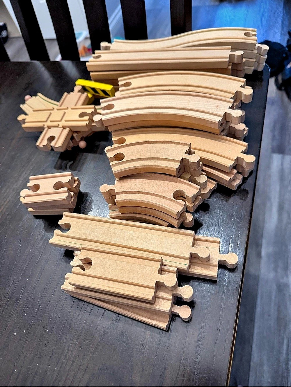 Wooden Train Track Set Tan & Yellow - 44 Pieces